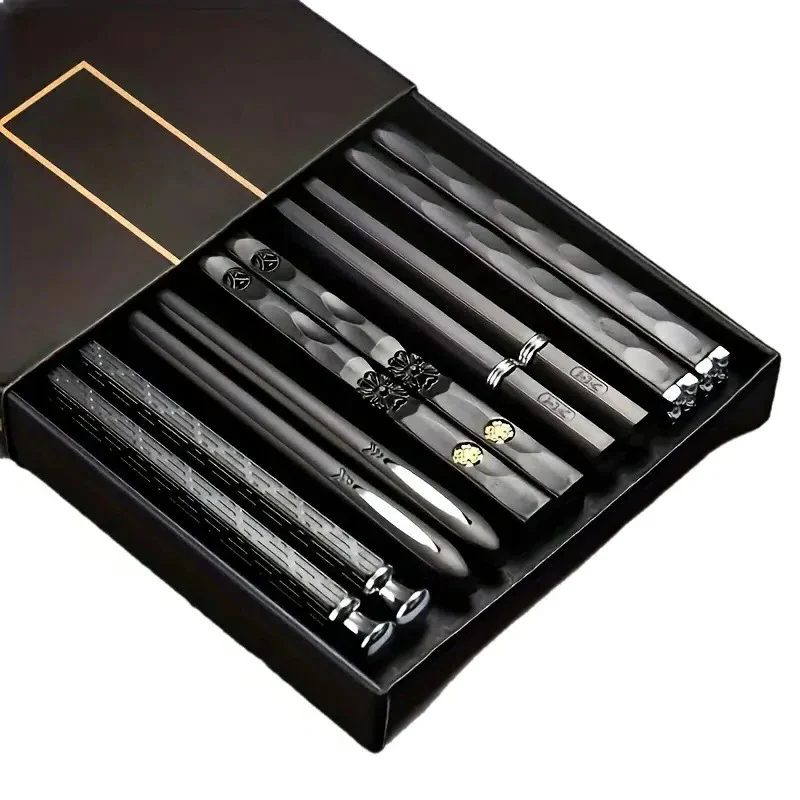 Reusable Chopsticks Set of 5 Pairs with Non Slip Grip Design - Image 6