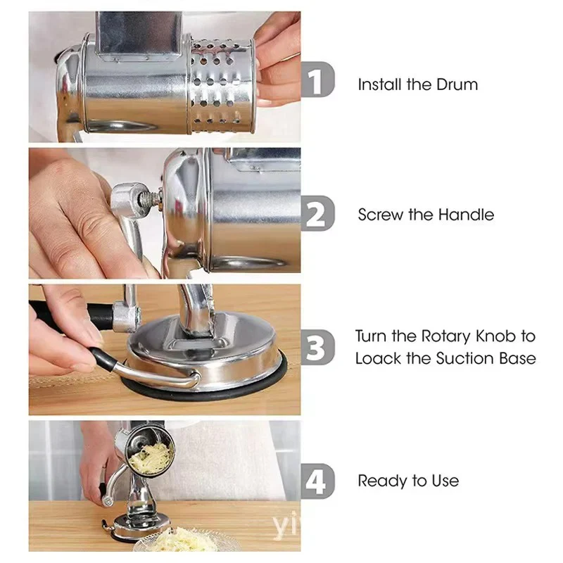 Rotary Food Grater with 5 Interchangeable Stainless Steel Blades - Image 5