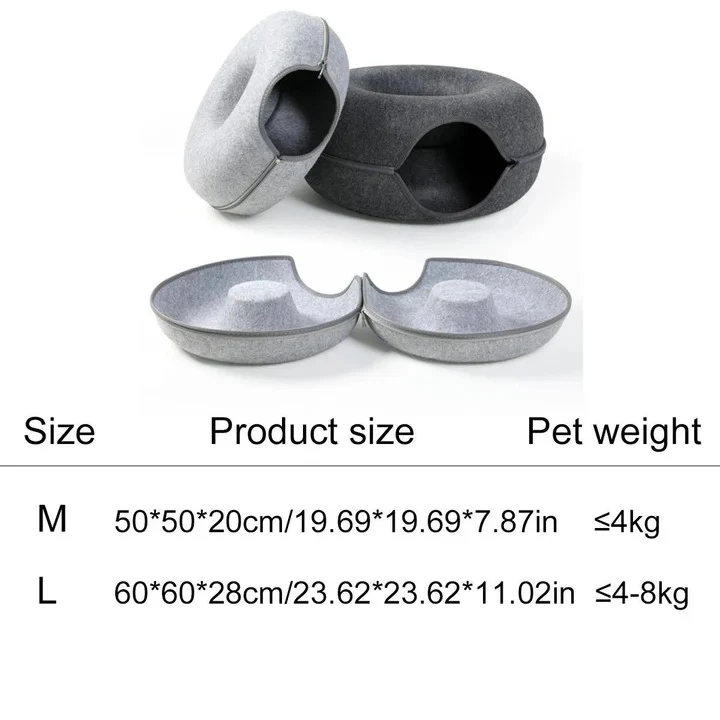 Round Donut Cat Bed with Plush Cushion - Image 10