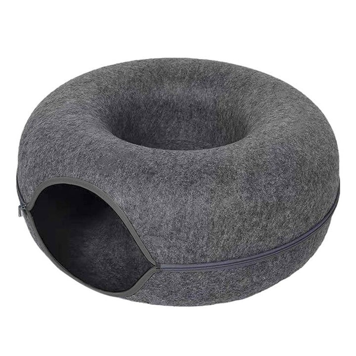 Round Donut Cat Bed with Plush Cushion - Image 4