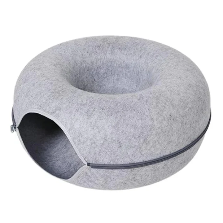Round Donut Cat Bed with Plush Cushion - Image 7