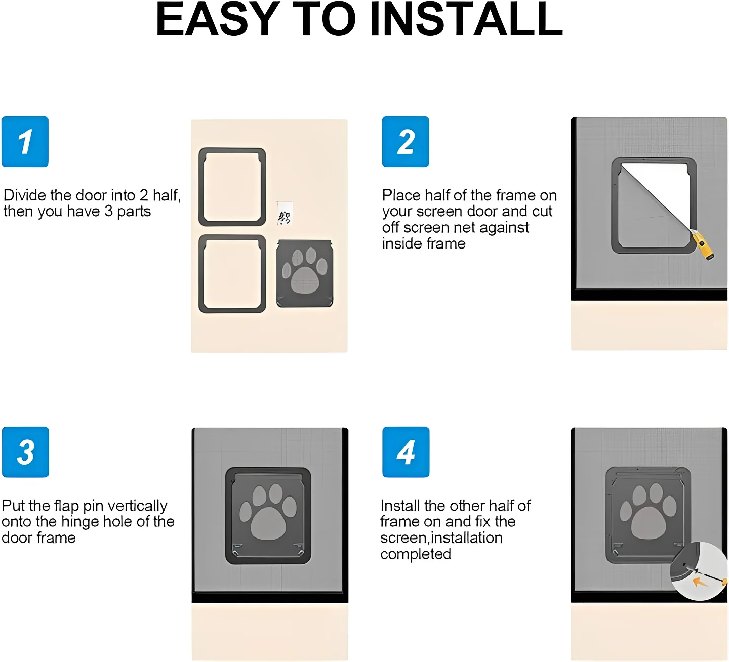 Pet Screen Door Insert with Mesh Flap for Dogs and Cats - Image 5
