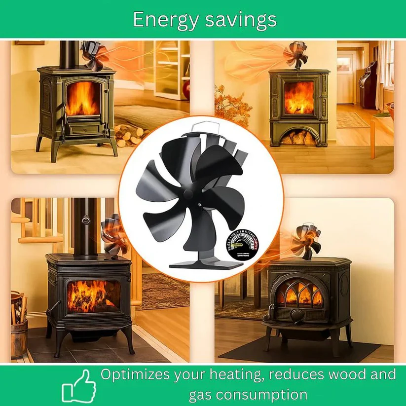 Silent Wood Stove Top Fan for Heat Distribution and Warm Air Circulation - Image 2
