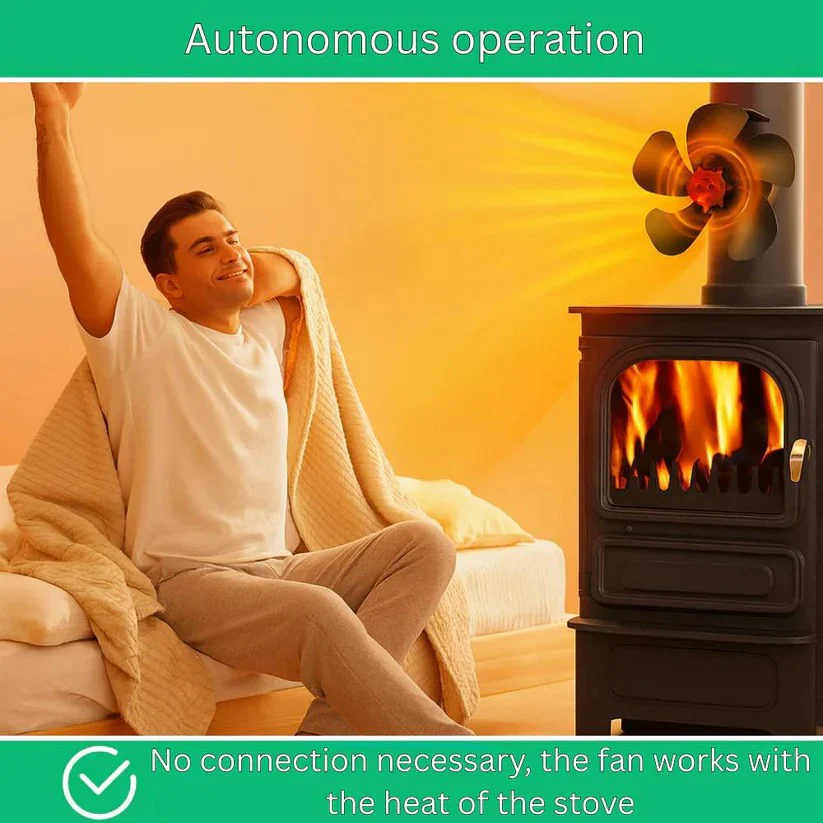 Silent Wood Stove Top Fan for Heat Distribution and Warm Air Circulation - Image 5