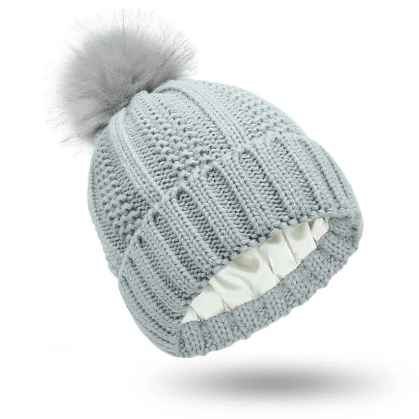 Silk Lined Pompom Beanie for Frizz Control and Static Free Hair - Image 5