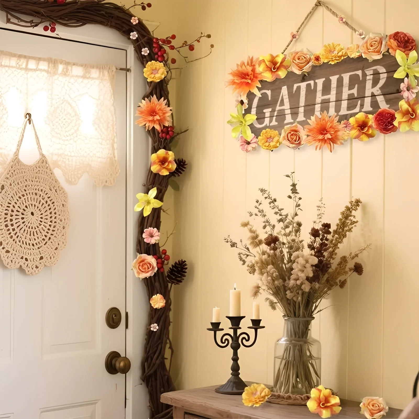 Silk Rose and Daisy Artificial Flower Heads for DIY Wreaths - Image 6