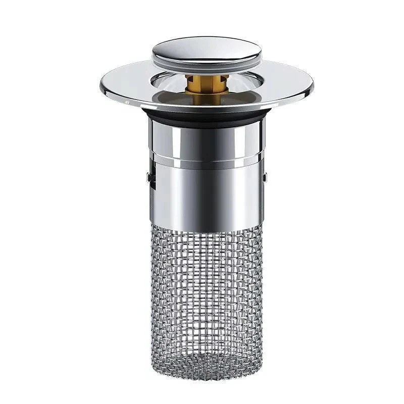 Pop Up Sink Drain Plug with Hair and Debris Catcher for Bathroom and Kitchen