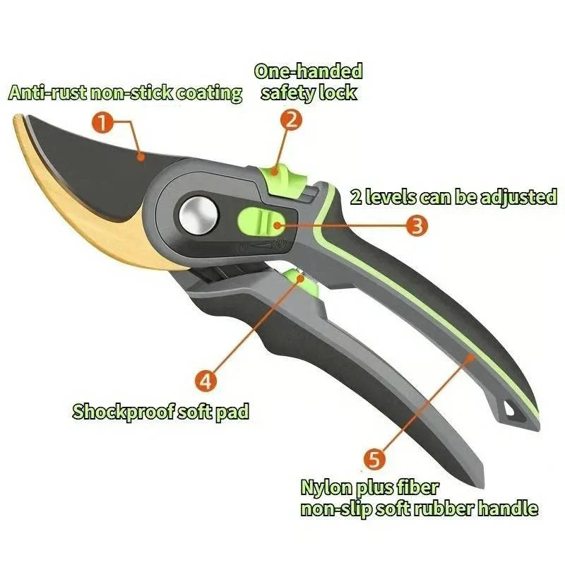 Steel Blade Pruning Shears with Ergonomic Grip for Easy Cutting - Image 7