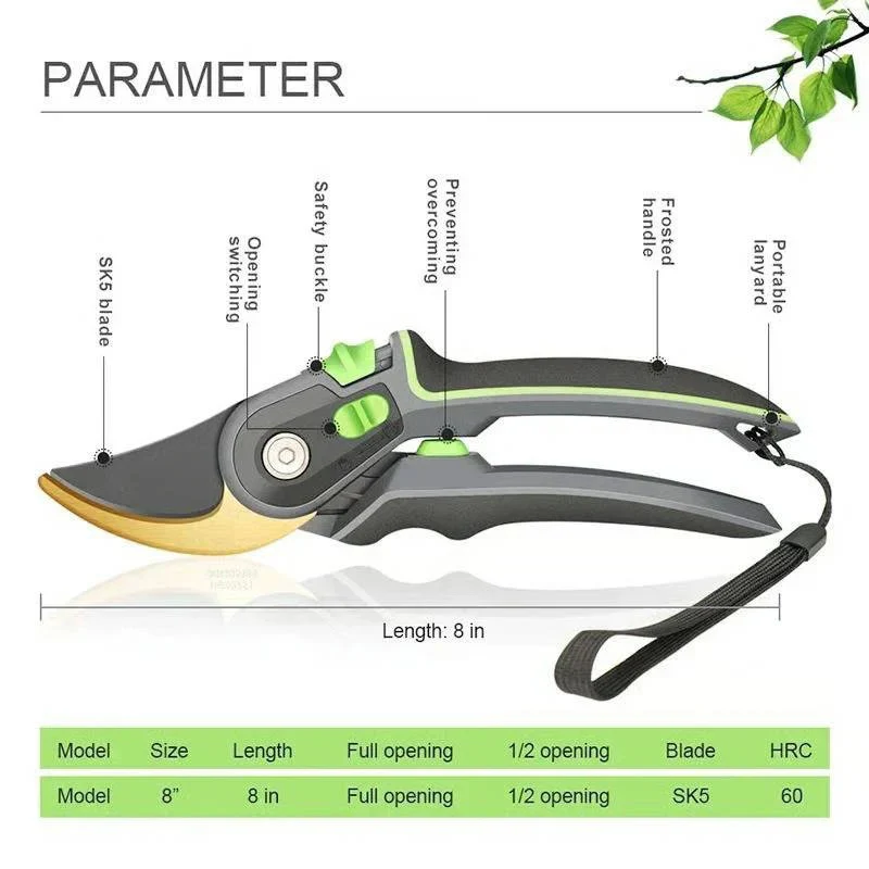 Steel Blade Pruning Shears with Ergonomic Grip for Easy Cutting - Image 9
