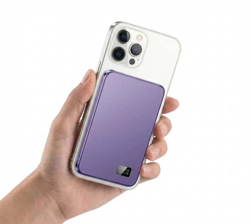 Slim Aluminum Magnetic Portable Charger with Fast Wireless Charging for iPhone - Image 2