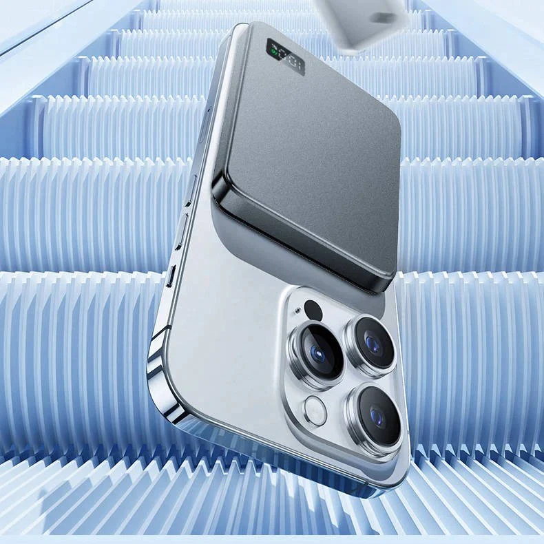 Slim Aluminum Magnetic Portable Charger with Fast Wireless Charging for iPhone - Image 3