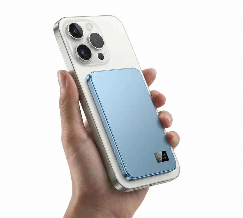 Slim Aluminum Magnetic Portable Charger with Fast Wireless Charging for iPhone - Image 4