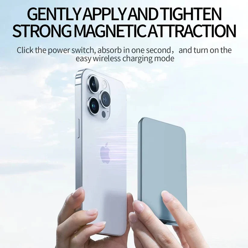 Slim Aluminum Magnetic Portable Charger with Fast Wireless Charging for iPhone - Image 5