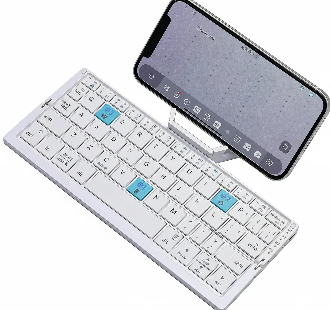 Slim Foldable Wireless Keyboard and Magnetic Stand for Tablets