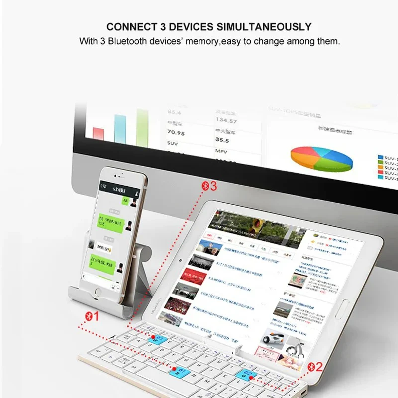 Slim Foldable Wireless Keyboard and Magnetic Stand for Tablets - Image 6