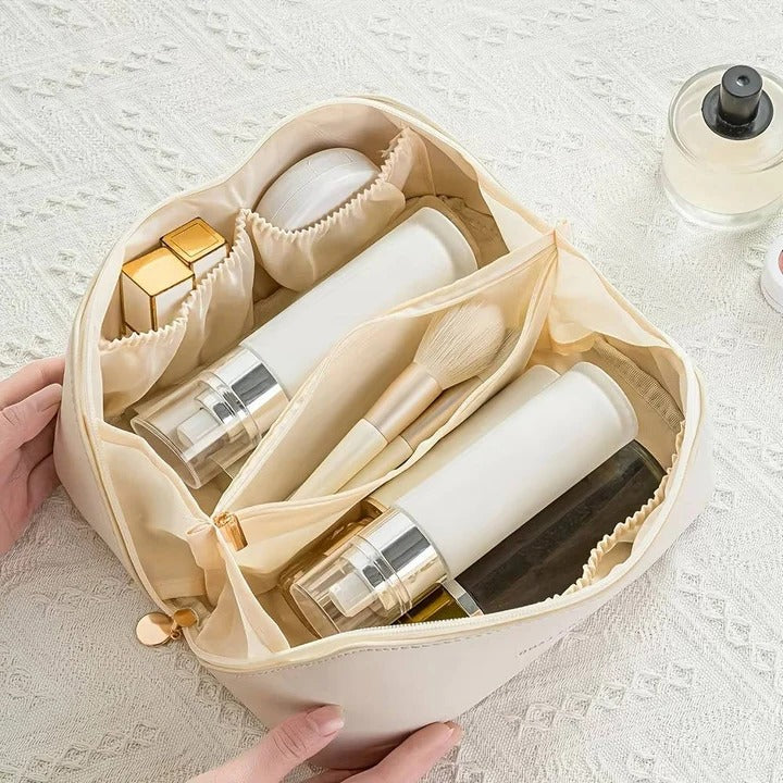 Makeup Organizer Pouch with PU Exterior and Wide Opening Design - Image 13
