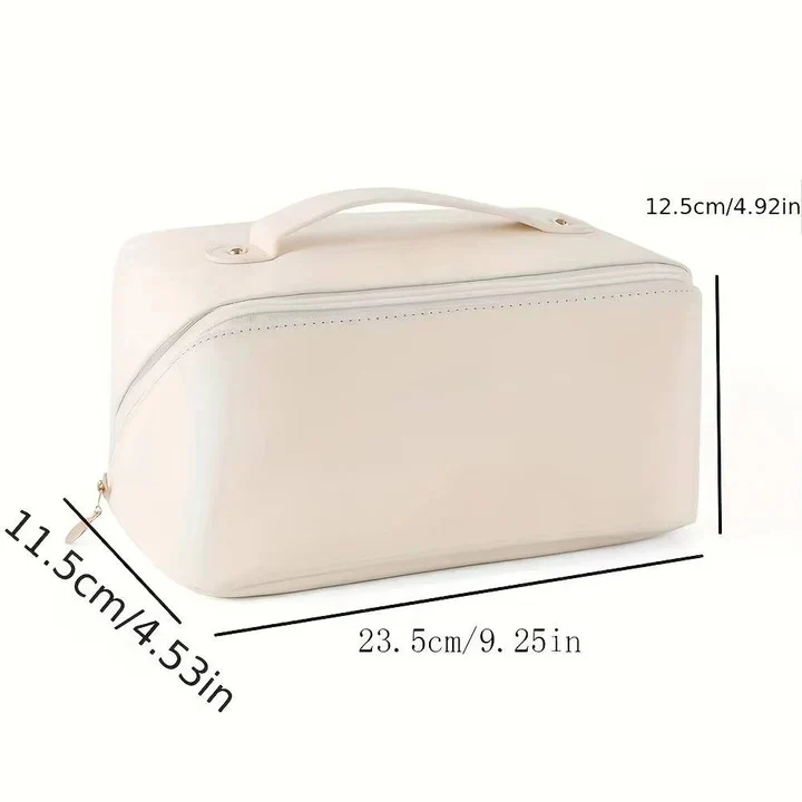 Makeup Organizer Pouch with PU Exterior and Wide Opening Design - Image 14