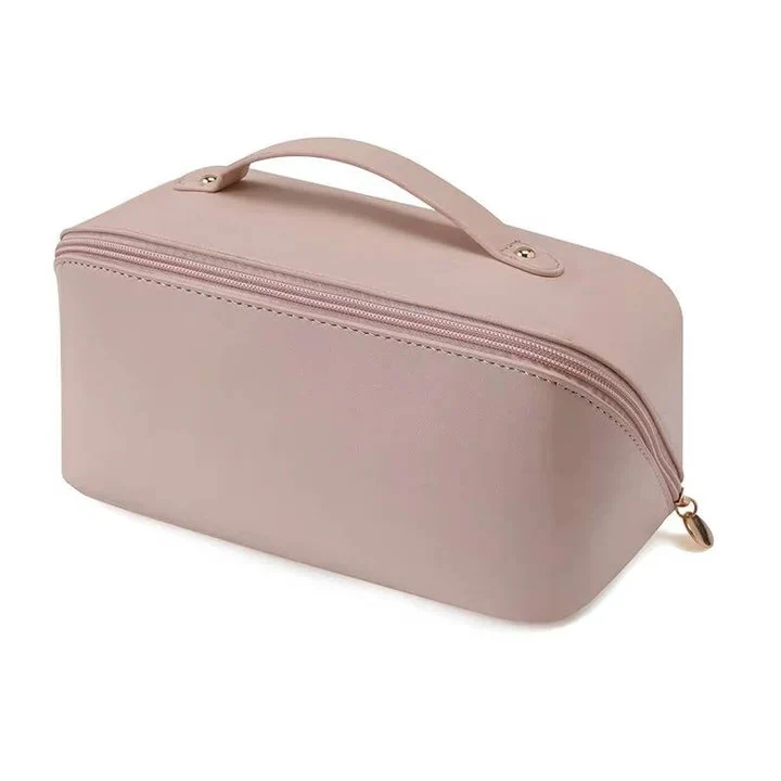 Makeup Organizer Pouch with PU Exterior and Wide Opening Design - Image 2