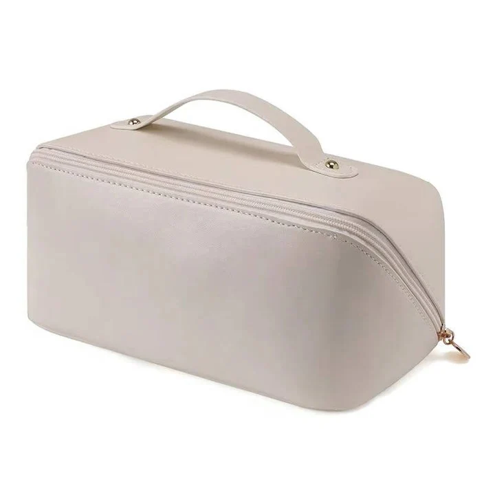 Makeup Organizer Pouch with PU Exterior and Wide Opening Design - Image 3