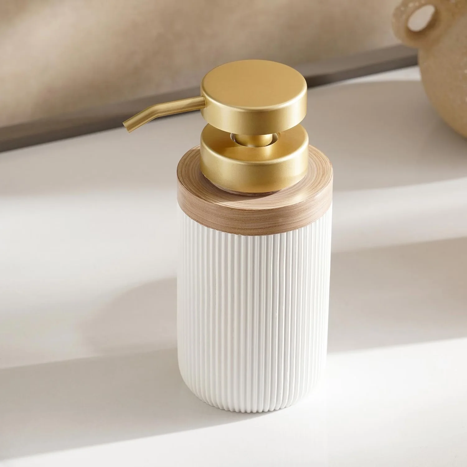 Soap Dish, Dispenser & Tumbler Set for Bathroom, White - Image 3