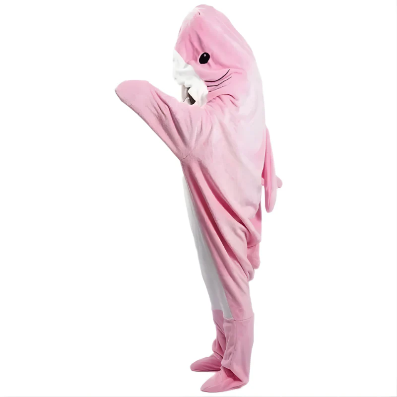 Soft Flannel Shark Hoodie Blanket - Image 2