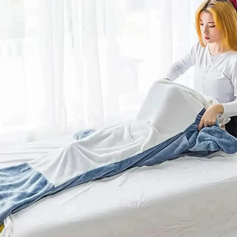 Soft Flannel Shark Hoodie Blanket - Image 4