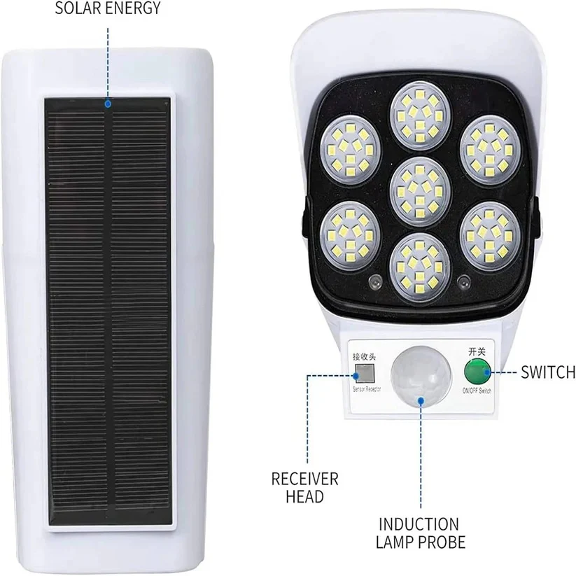 Solar Outdoor Floodlight with 77 LED Motion Sensor and 3 Lighting Modes - Image 9