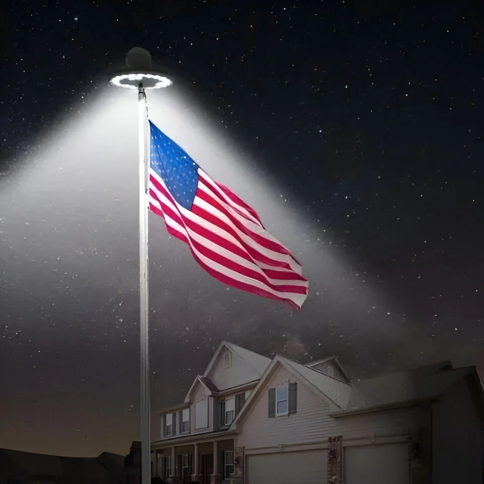 Solar LED Flagpole Light for Continuous Nighttime Visibility - Image 2