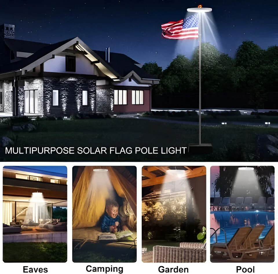 Solar LED Flagpole Light for Continuous Nighttime Visibility - Image 5