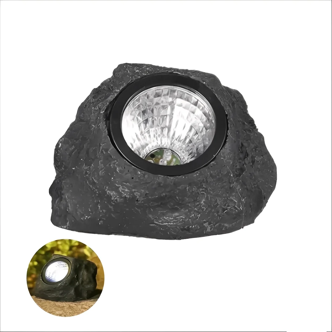 Solar LED Garden Spotlight with Stone Style and Light Sensor - Image 4