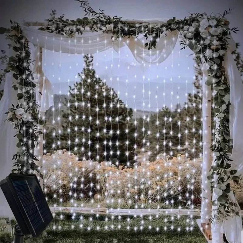 Solar Powered Outdoor Curtain Fairy String Lights for Garden and Patio - Image 10