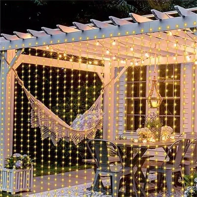 Solar Powered Outdoor Curtain Fairy String Lights for Garden and Patio - Image 4