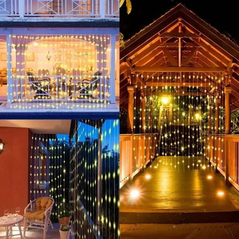 Solar Powered Outdoor Curtain Fairy String Lights for Garden and Patio - Image 6