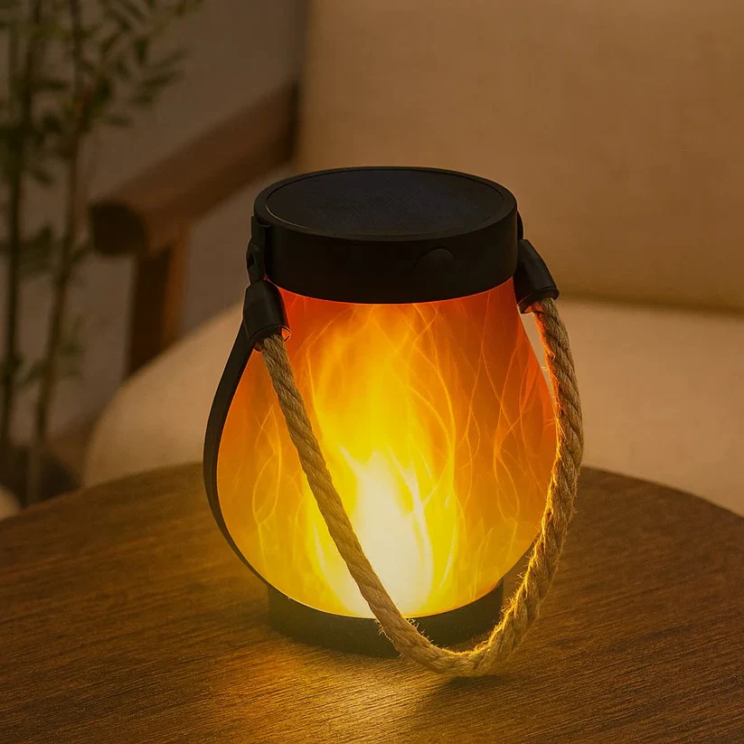 Solar Powered Outdoor Lantern with Flame Effect and Dual Charging Modes for Garden and Patio - Image 9
