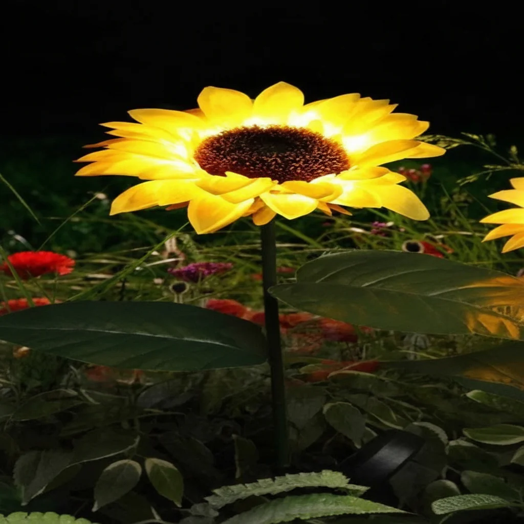 LED Sunflower Stake Lights with Solar Power for Garden Paths - Image 2
