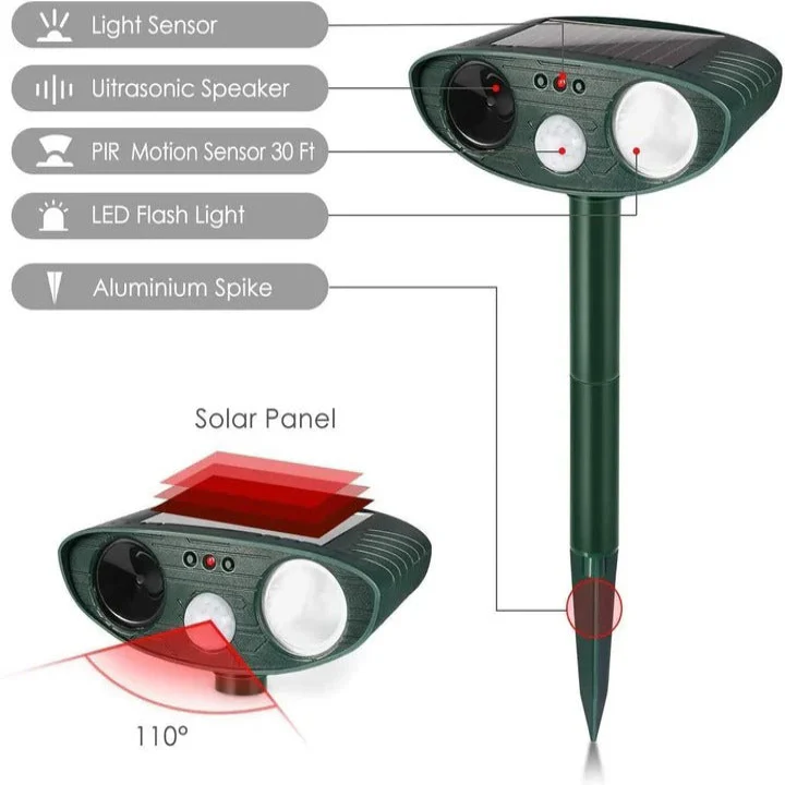 Solar Powered Ultrasonic Chipmunk Repeller for Outdoor Use - Image 2
