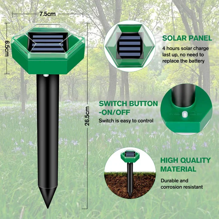 Solar Powered Ultrasonic Mole Repeller, Set of 4 - Image 2