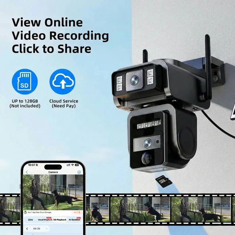 Solar Powered Wireless Security Camera with Auto Tracking, Dual Lens and Two Way Audio - Image 3