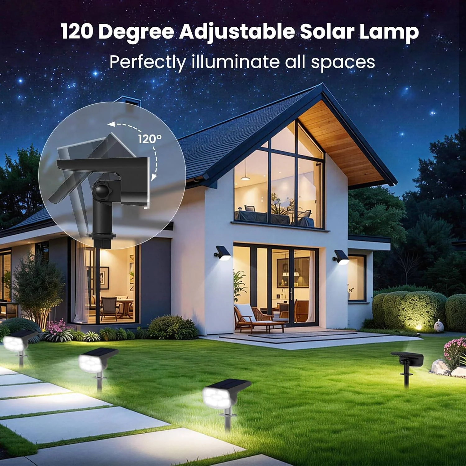 Solar Spotlight with Dual Brightness Modes and Auto Sensor, 4 Pack - Image 10