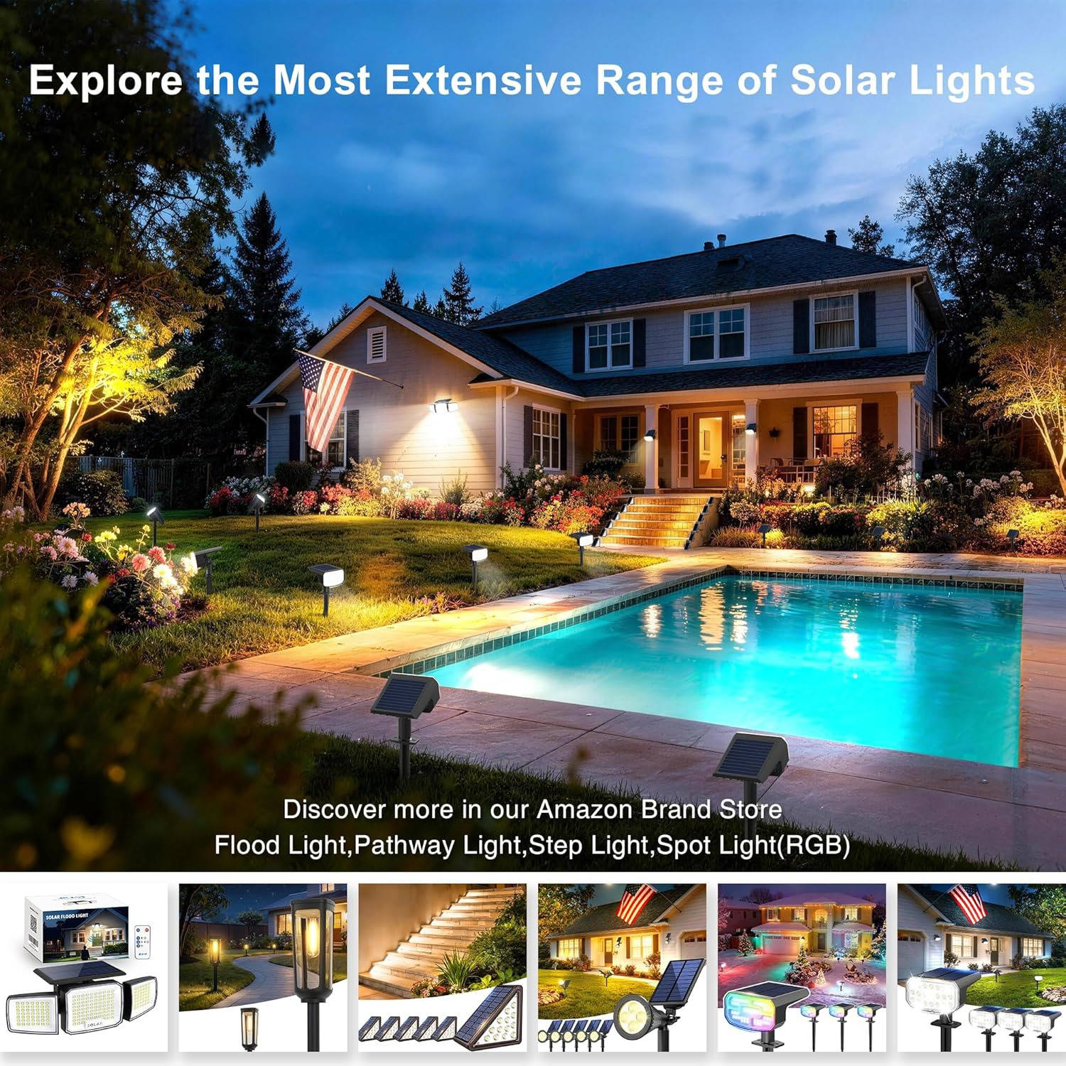 Solar Spotlight with Dual Brightness Modes and Auto Sensor, 4 Pack - Image 6
