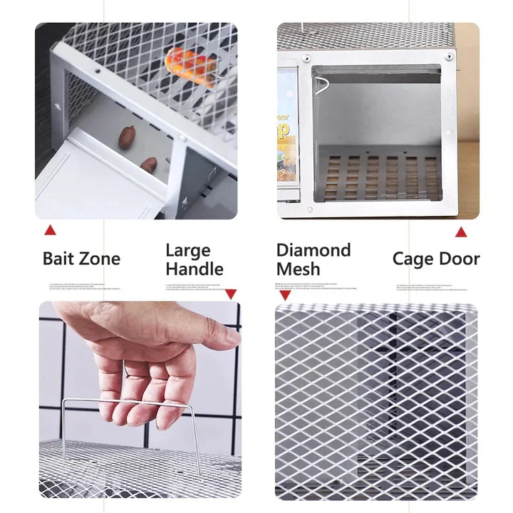 Reusable Metal Rodent Catch Cage with Single Entry Door - Image 2