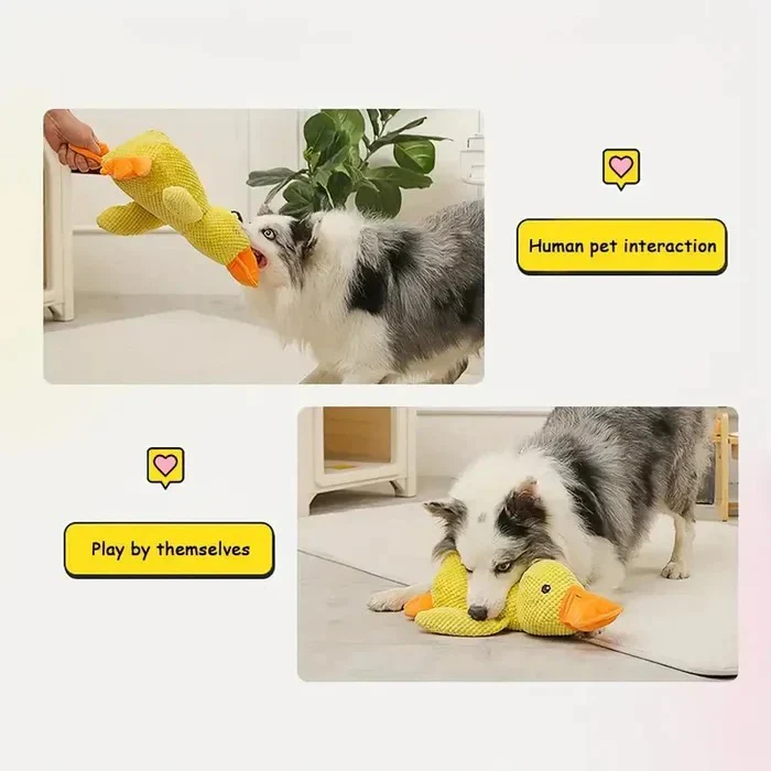 Duck Shaped Squeaky Dog Toy with Reinforced Stitching - Image 11