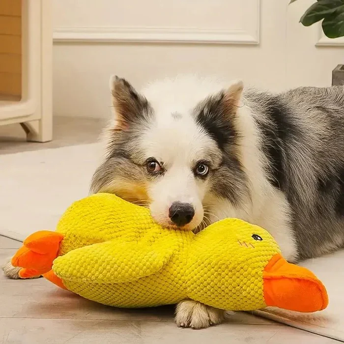 Duck Shaped Squeaky Dog Toy with Reinforced Stitching - Image 13