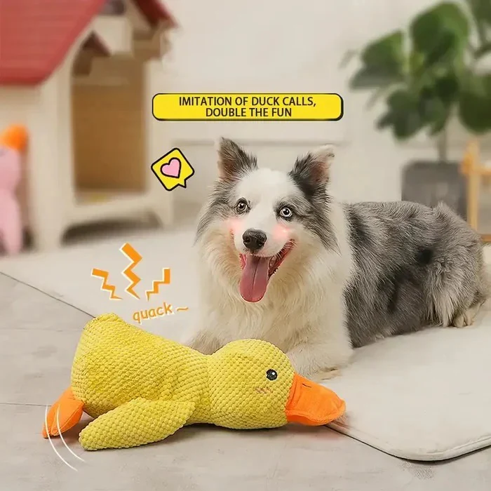 Duck Shaped Squeaky Dog Toy with Reinforced Stitching - Image 15