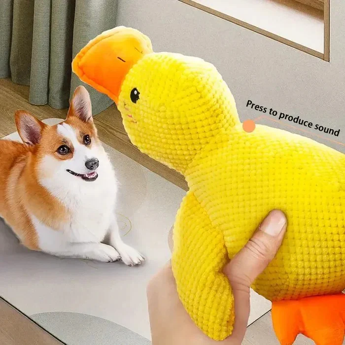 Duck Shaped Squeaky Dog Toy with Reinforced Stitching - Image 9