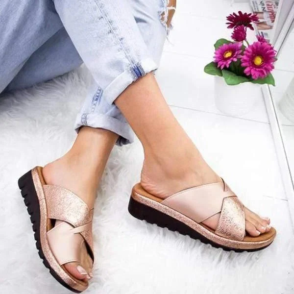 Flat Slip On Summer Sandals with Wide Toe Box and Open Toe Design Style - Image 3
