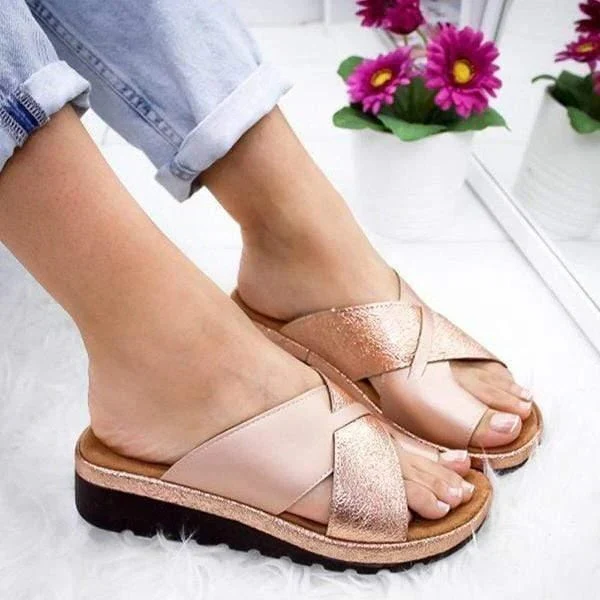 Flat Slip On Summer Sandals with Wide Toe Box and Open Toe Design Style - Image 4