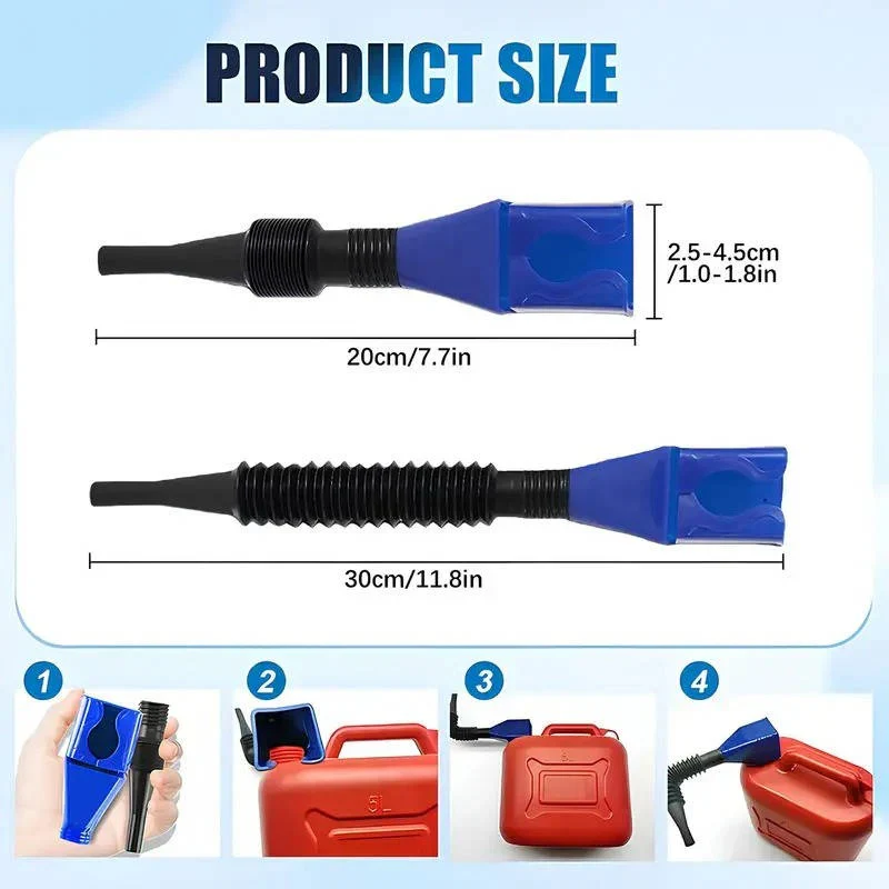 Flexible Hose Oil Funnel with Wide Mouth and Locking Clip - Image 3
