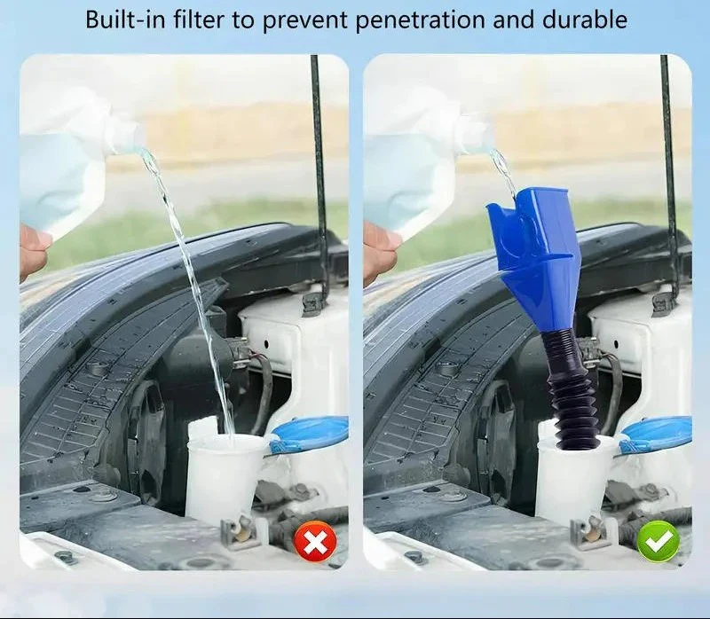 Flexible Hose Oil Funnel with Wide Mouth and Locking Clip - Image 5