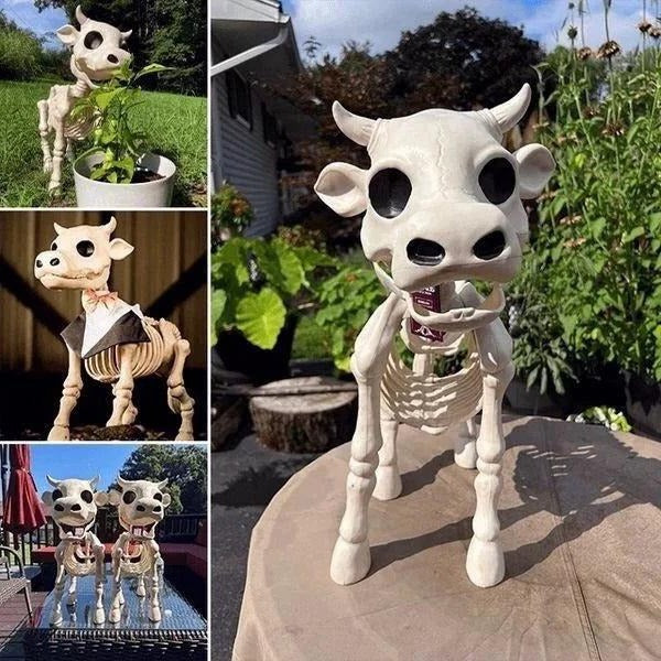 Spooky Halloween Cow and Horse Skeleton Decorative Prop - Image 3